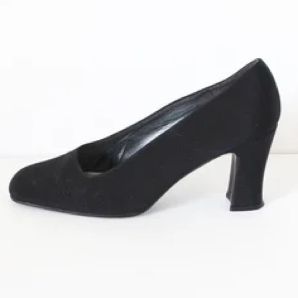 Vintage Stuart Weitzman Cloth Square Toe Pumps Black